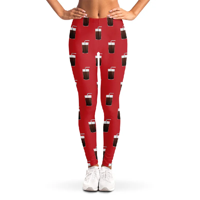 Glass Of Cola Pattern Print Women's Leggings Trendy Mesh Leggings