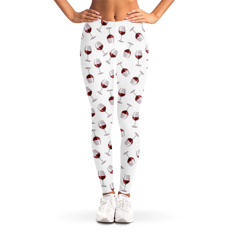 Glasses Of Wine Pattern Print Women's Leggings Stylish Yoga Leggings