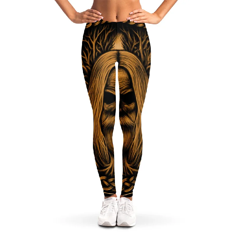 Gold Odin With Huginn And Muninn Print Women's Leggings Fashionable High-Rise Leggings Gold Odin With Huginn And Muninn Print Women's Leggings Fashionable High-Rise Leggings