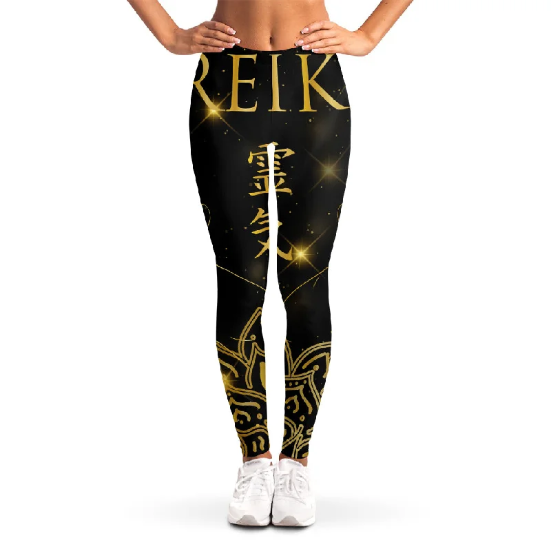Golden Reiki Print Women's Leggings Trendy Flared Leggings