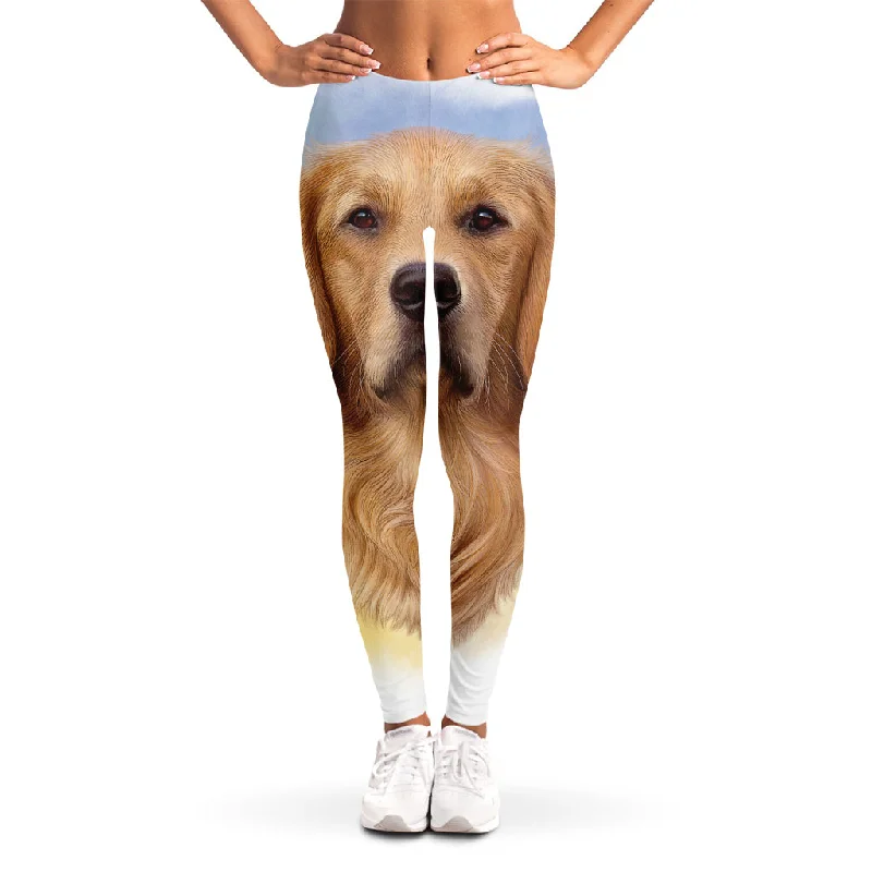 Golden Retriever Portrait Print Women's Leggings Fashionable Quick-Dry Yoga Pants