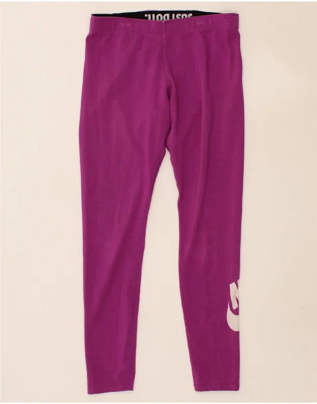 NIKE Womens Graphic Leggings UK 12 Medium Purple Cotton Comfortable Wide-Band Leggings NIKE Womens Graphic Leggings UK 12 Medium Purple Cotton Comfortable Wide-Band Leggings