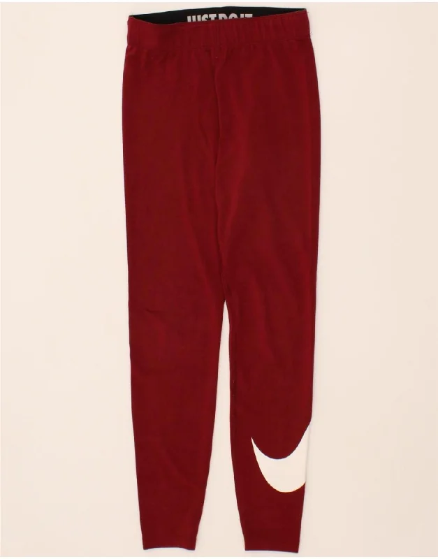NIKE Womens Graphic Leggings UK 4 XS Red Cotton Trendy Spandex Leggings