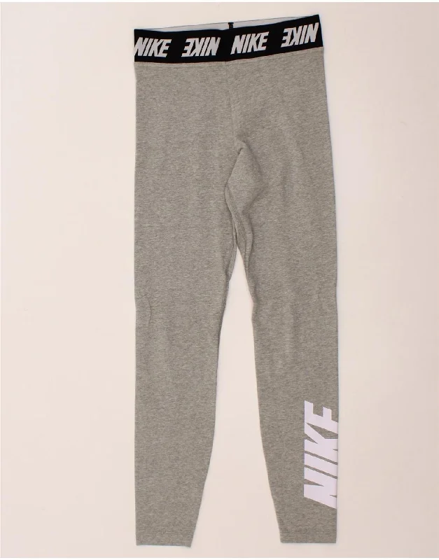 NIKE Womens Graphic Leggings UK 8 Small  Grey Cotton Comfortable Athletic Tights