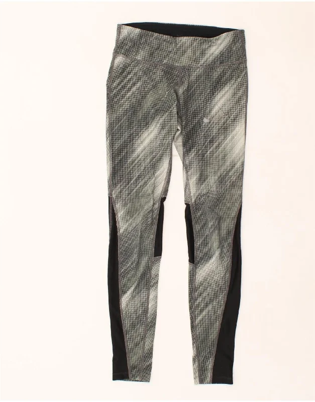 NIKE Womens Leggings UK 12 Medium  Grey Colourblock Fashionable Quick-Dry Leggings